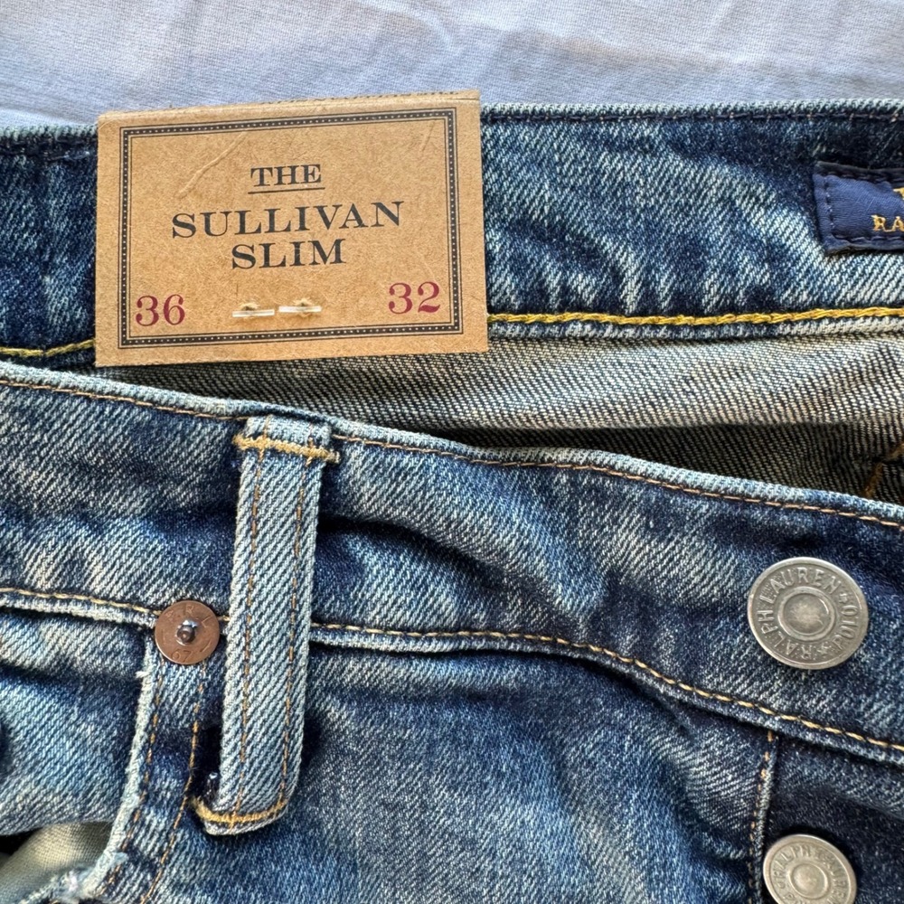 Polo Ralph Lauren Sullivan Slim Men 36x32 Blue Low Stretch Rope Dyed $138 Jeans - Picture 8 of 10